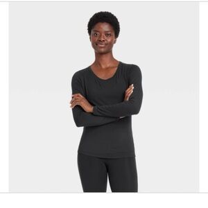 Women's Essential Crewneck Long Sleeve Top - All in Motion™ Black Size XS new